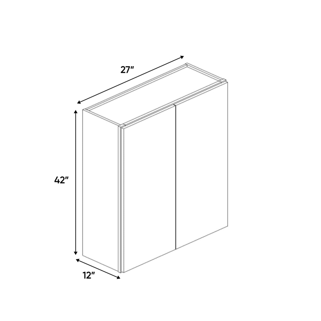 Liberty Shaker Rift - 27 Inch Height Double Door Wall Cabinet - 27" Width x 42" Height x 12" Depth