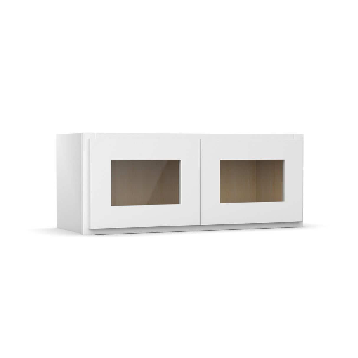 Liberty Shaker White - 30 Inch Double Glass Door Wall Cabinet - 30" Width x 12" Height x 12" Depth