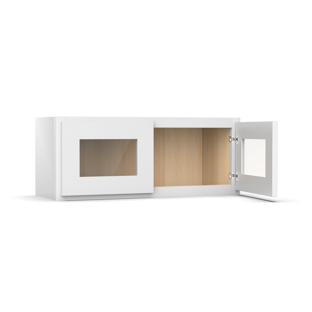 Liberty Shaker White - 30 Inch Double Glass Door Wall Cabinet - 30" Width x 12" Height x 12" Depth