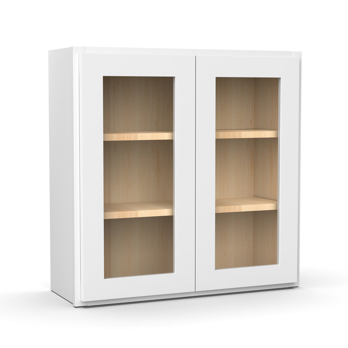 Liberty Shaker White - 30 Inch Double Glass Door Wall Cabinet - 30" Width x 30" Height x 12" Depth