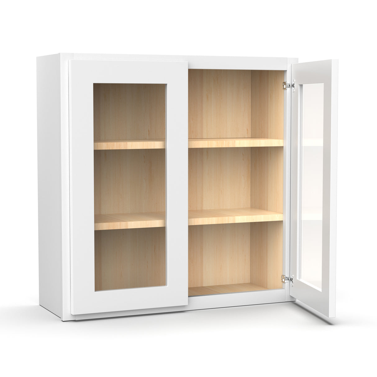 Liberty Shaker White - 30 Inch Double Glass Door Wall Cabinet - 30" Width x 30" Height x 12" Depth