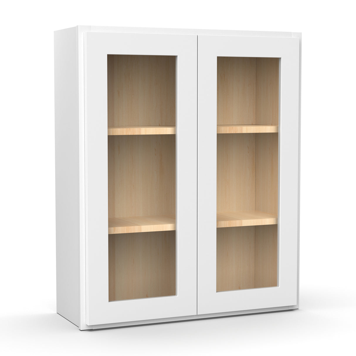 Liberty Shaker White - 30 Inch Double Glass Door Wall Cabinet - 30" Width x 36" Height x 12" Depth