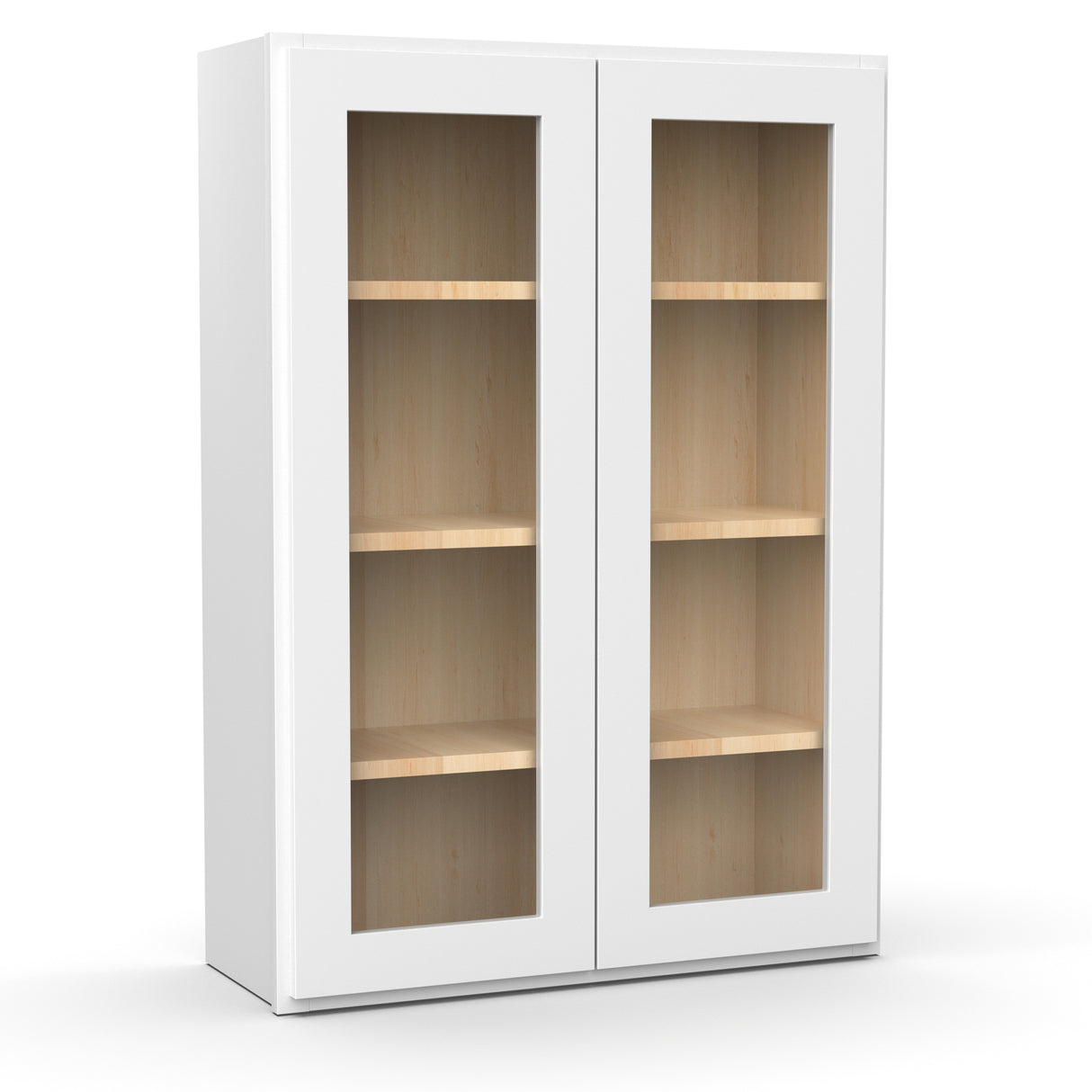 Liberty Shaker White - 30 Inch Double Glass Door Wall Cabinet - 30" Width x 42" Height x 12" Depth