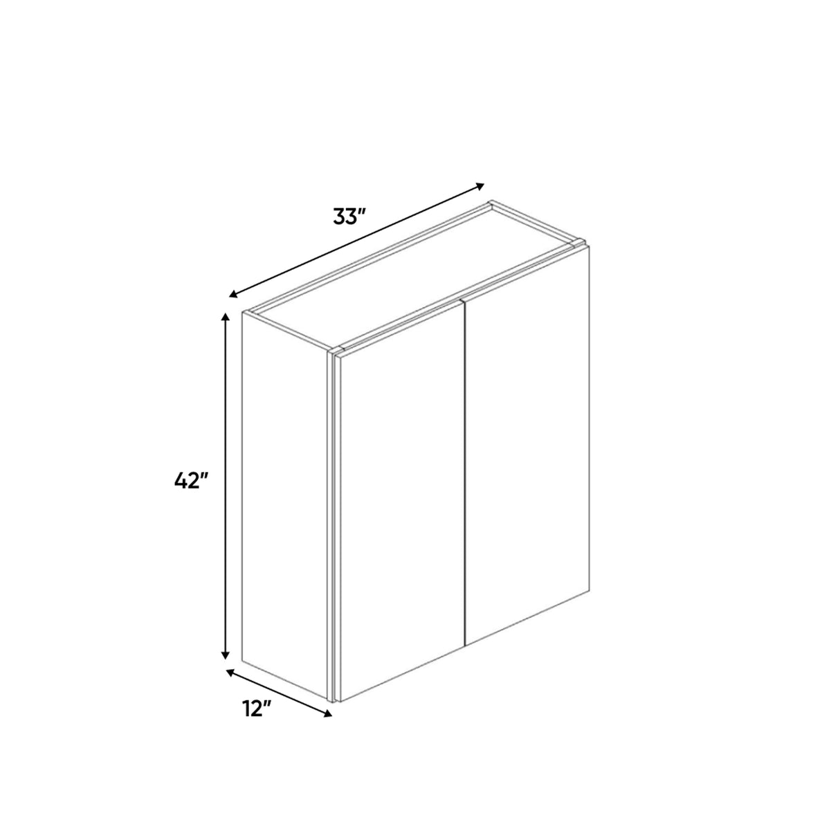 Sonoma White - 33 Inch Height Double Door Wall Cabinet - 33" Width x 42" Height x 12" Depth