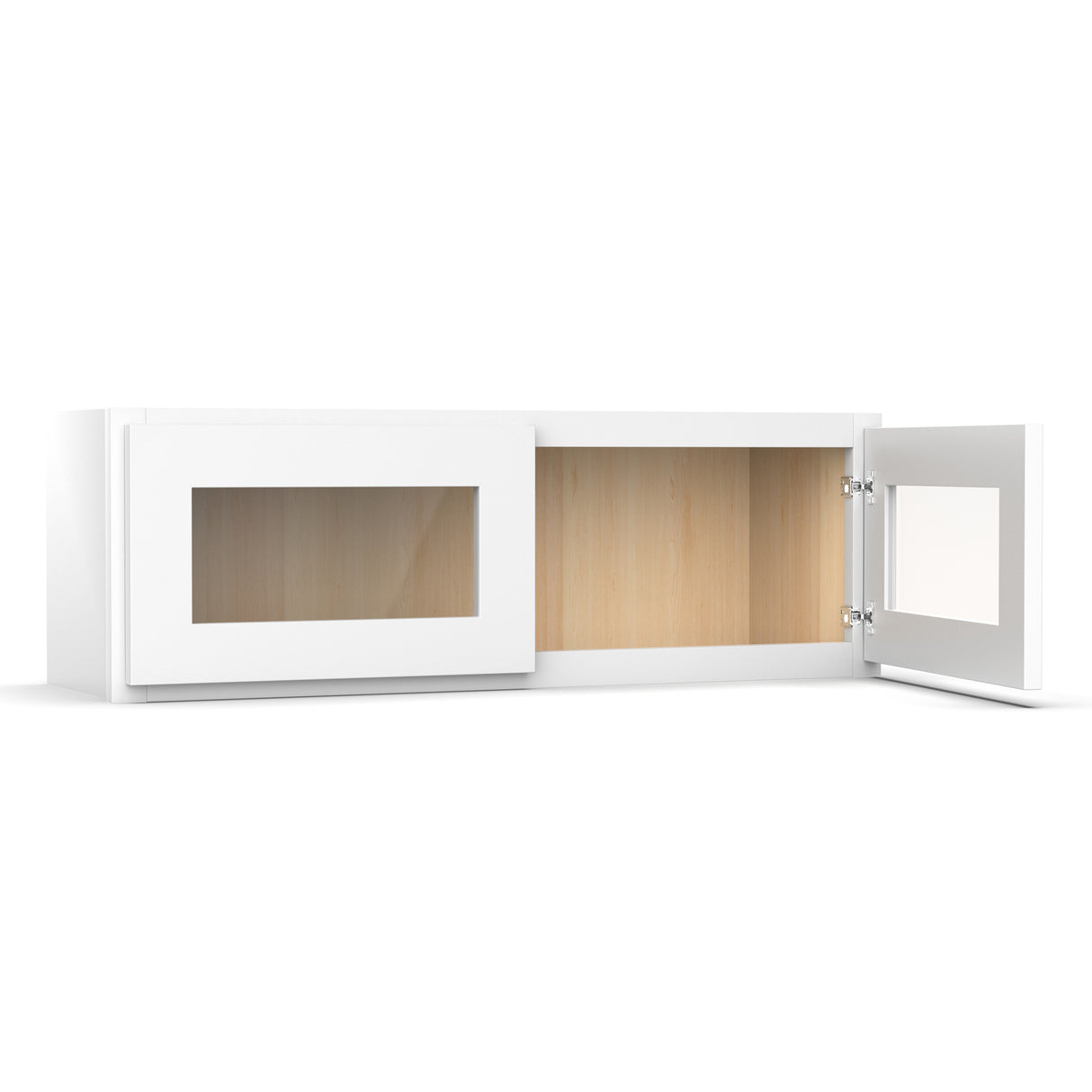 Liberty Shaker White - 36 Inch Double Glass Door Wall Cabinet - 36" Width x 12" Height x 12" Depth