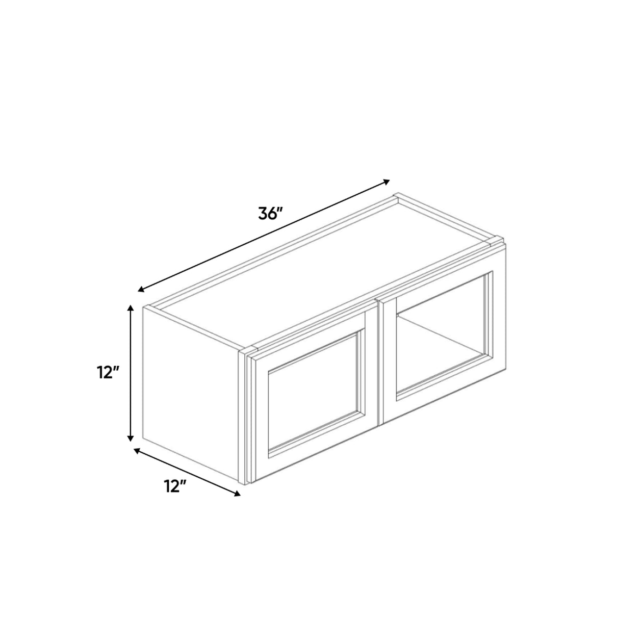 Liberty Shaker Blue - 36 Inch Double Glass Door Wall Cabinet - 36" Width x 12" Height x 12" Depth