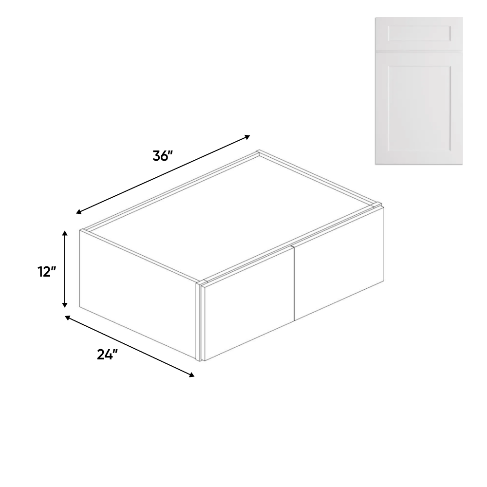 Liberty Shaker White - 36 Inch Deep Double Door Wall Cabinet - 36" Width x 15" Height x 24" Depth