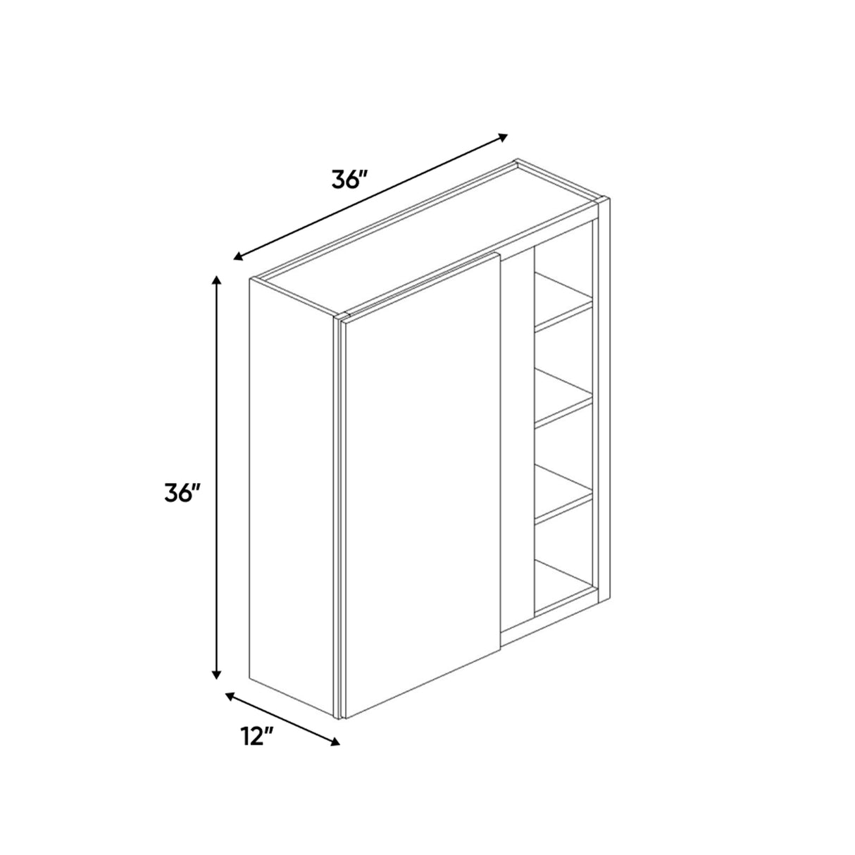 Avalon Ashen - 36x36 Inch Wall Blind Corner Wall Cabinet - 36" Width x 36" Height x 12" Depth