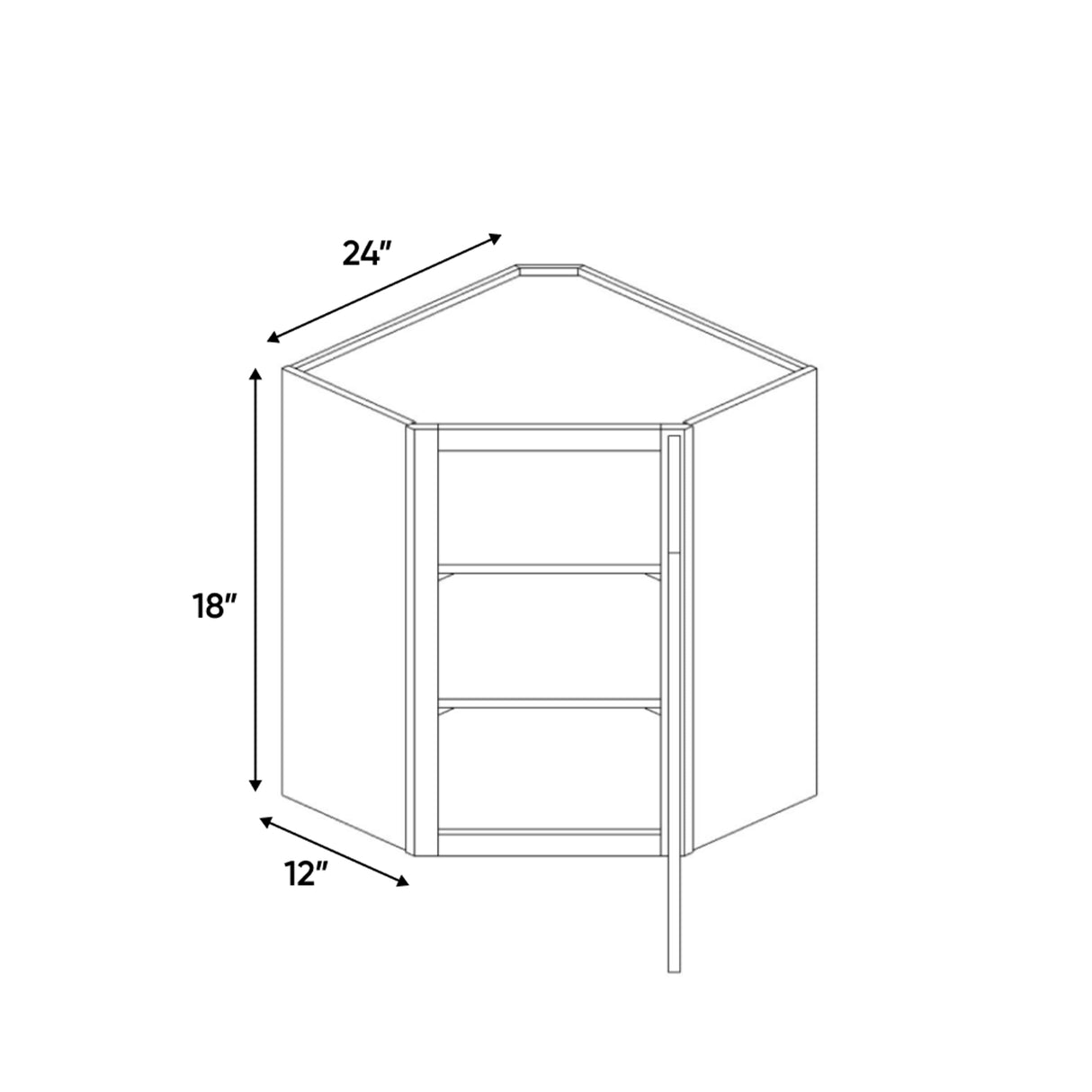 Arlington Oatmeal - 24 Inch Diagonal Corner Wall Cabinet - 24" Width x 18" Height x 12" Depth