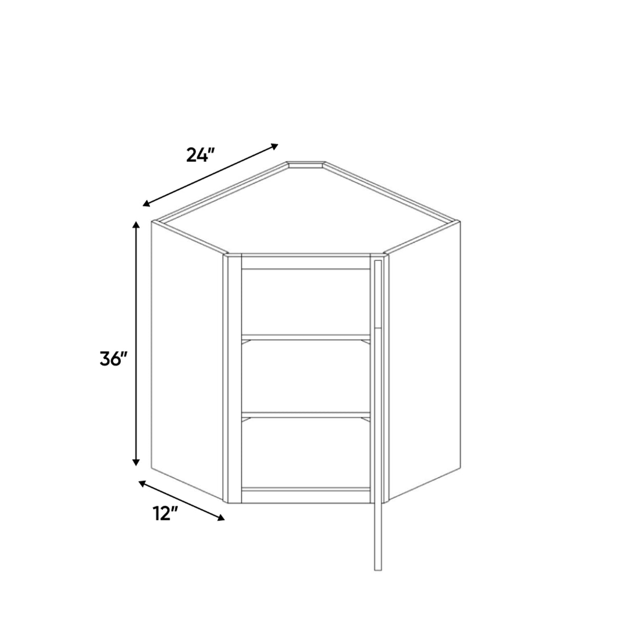 Windsor Ashen - 24 Inch Diagonal Corner Wall Cabinet - 24" Width x 36" Height x 12" Depth