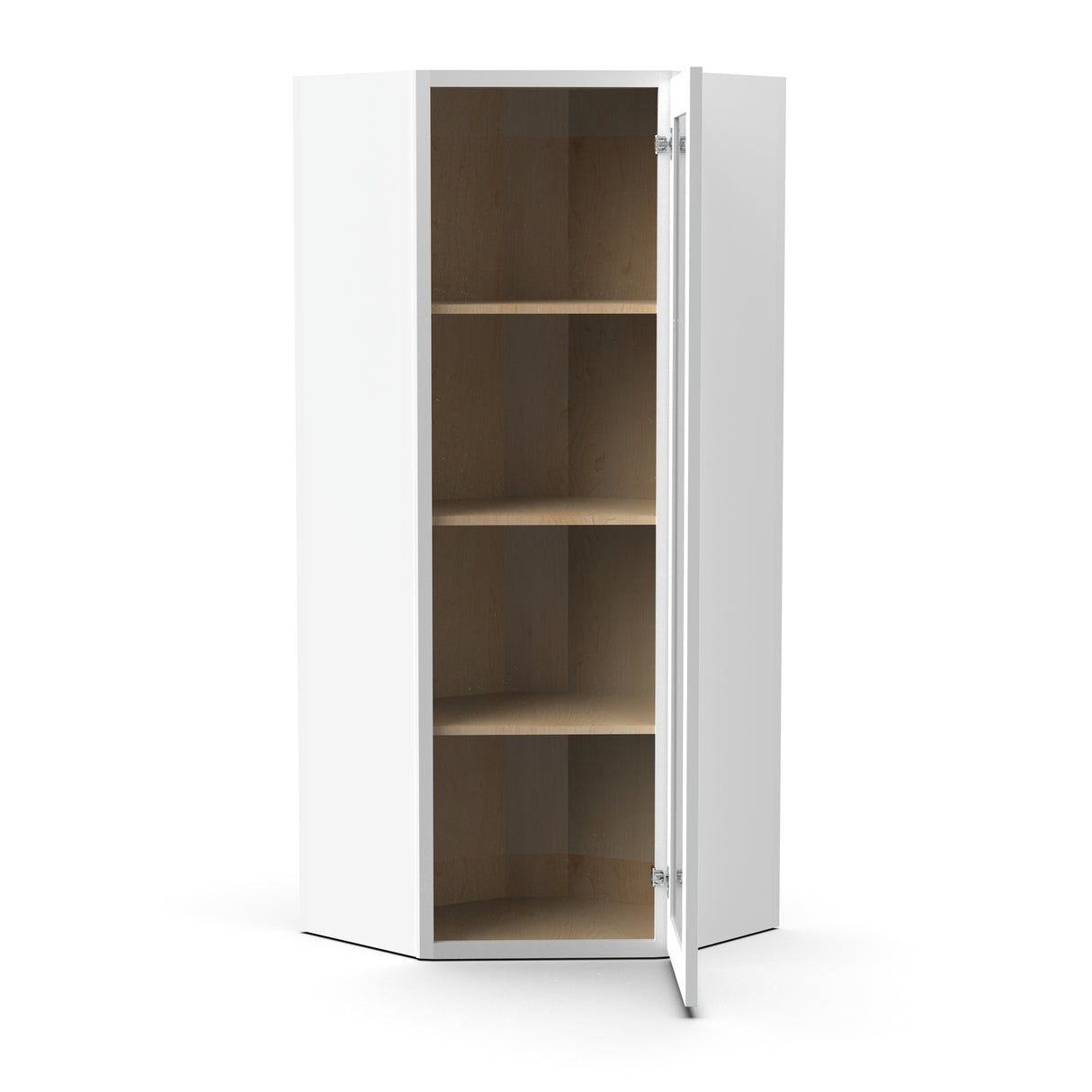 Liberty Shaker White - 24 Inch Diagonal Corner Glass Door Wall Cabinet - 24" Width x 42" Height x 12" Depth