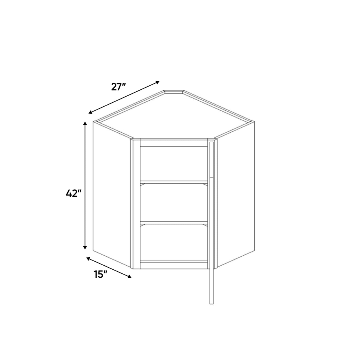 Arlington Oatmeal - 27 Inch Diagonal Corner Wall Cabinet - 27" Width x 42" Height x 15" Depth