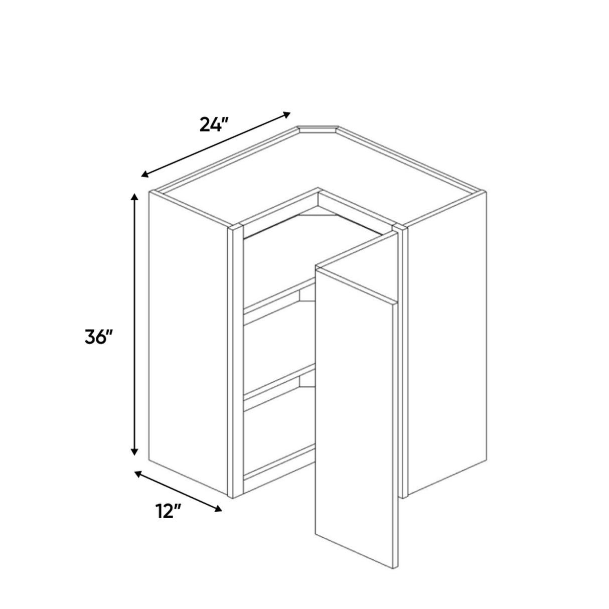 Portland Chestnut - 36 Inch Wall Square Corner Wall Cabinet - 24" Width x 36" Height x 12" Depth