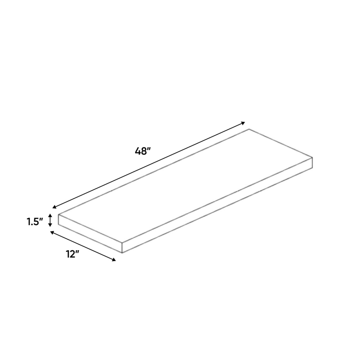 Sonoma White - 48 Inch Wall Shelf Accessories - 48" Width x 1.5" Height x 12" Depth