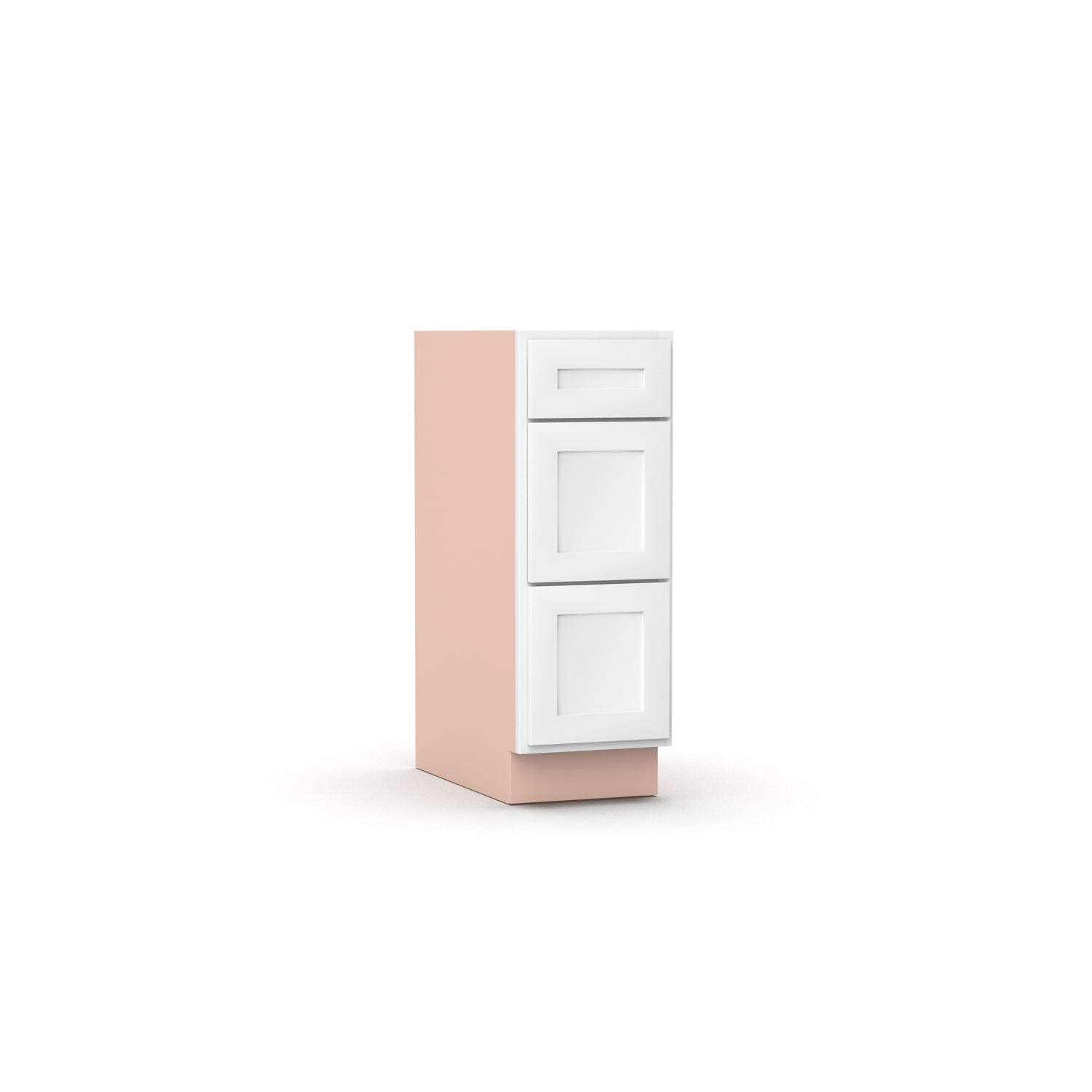 Liberty Shaker White - 12 Inch Three Drawer Base Cabinet - 12" Width x 34.5" Height x 24" Depth