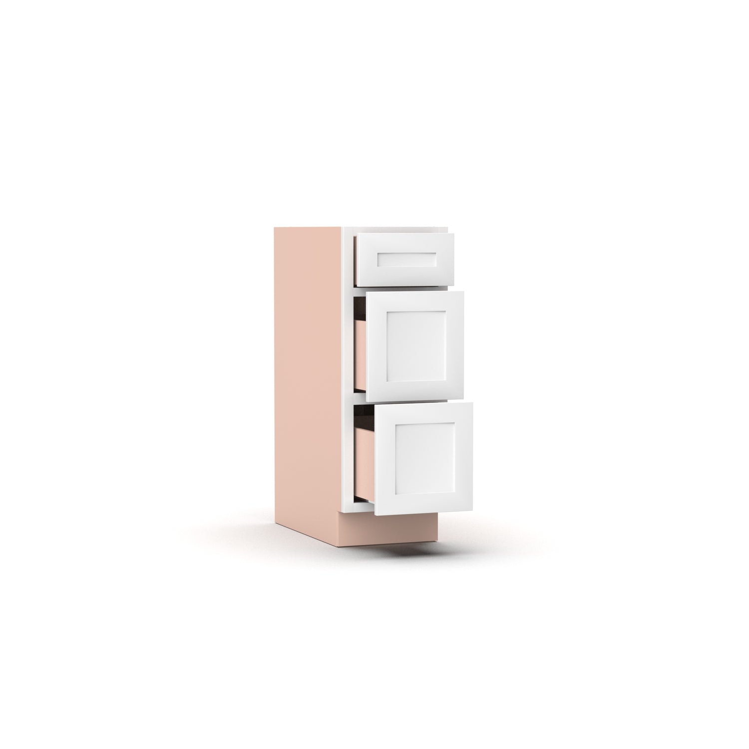 Liberty Shaker White - 12 Inch Three Drawer Base Cabinet - 12" Width x 34.5" Height x 24" Depth