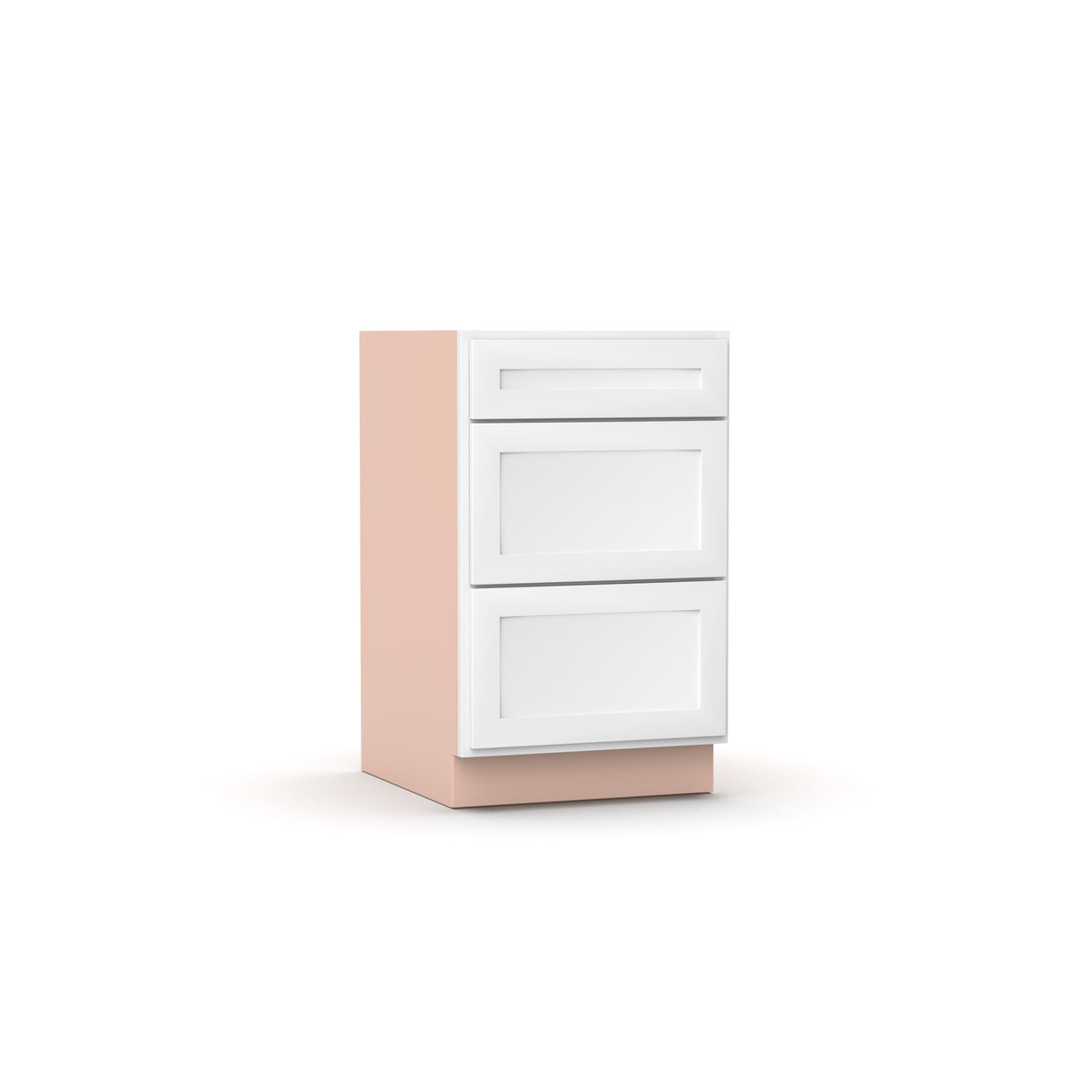 Liberty Shaker White - 21 Inch Three Drawer Base Cabinet - 21" Width x 34.5" Height x 24" Depth
