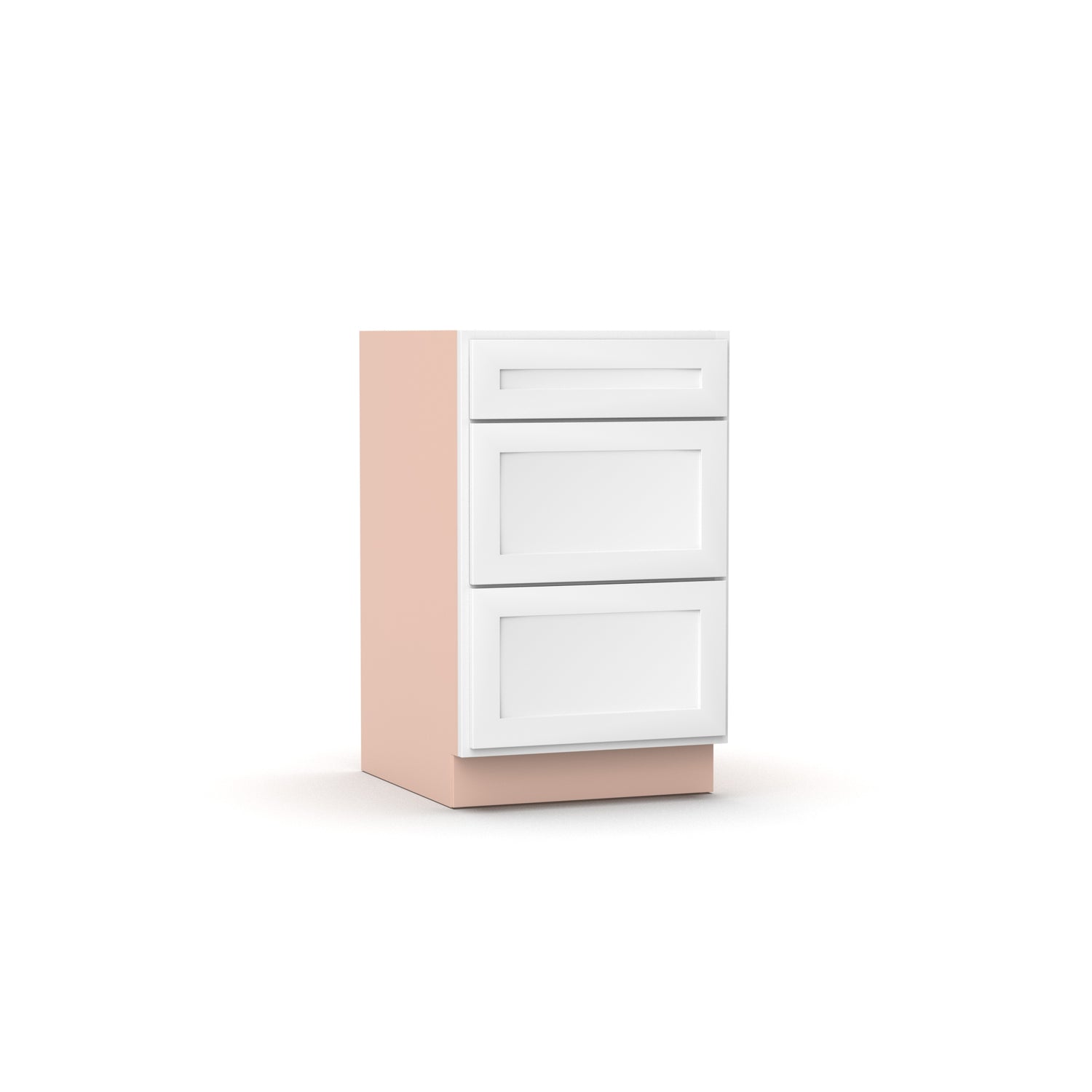Liberty Shaker White - 21 Inch Three Drawer Base Cabinet - 21" Width x 34.5" Height x 24" Depth
