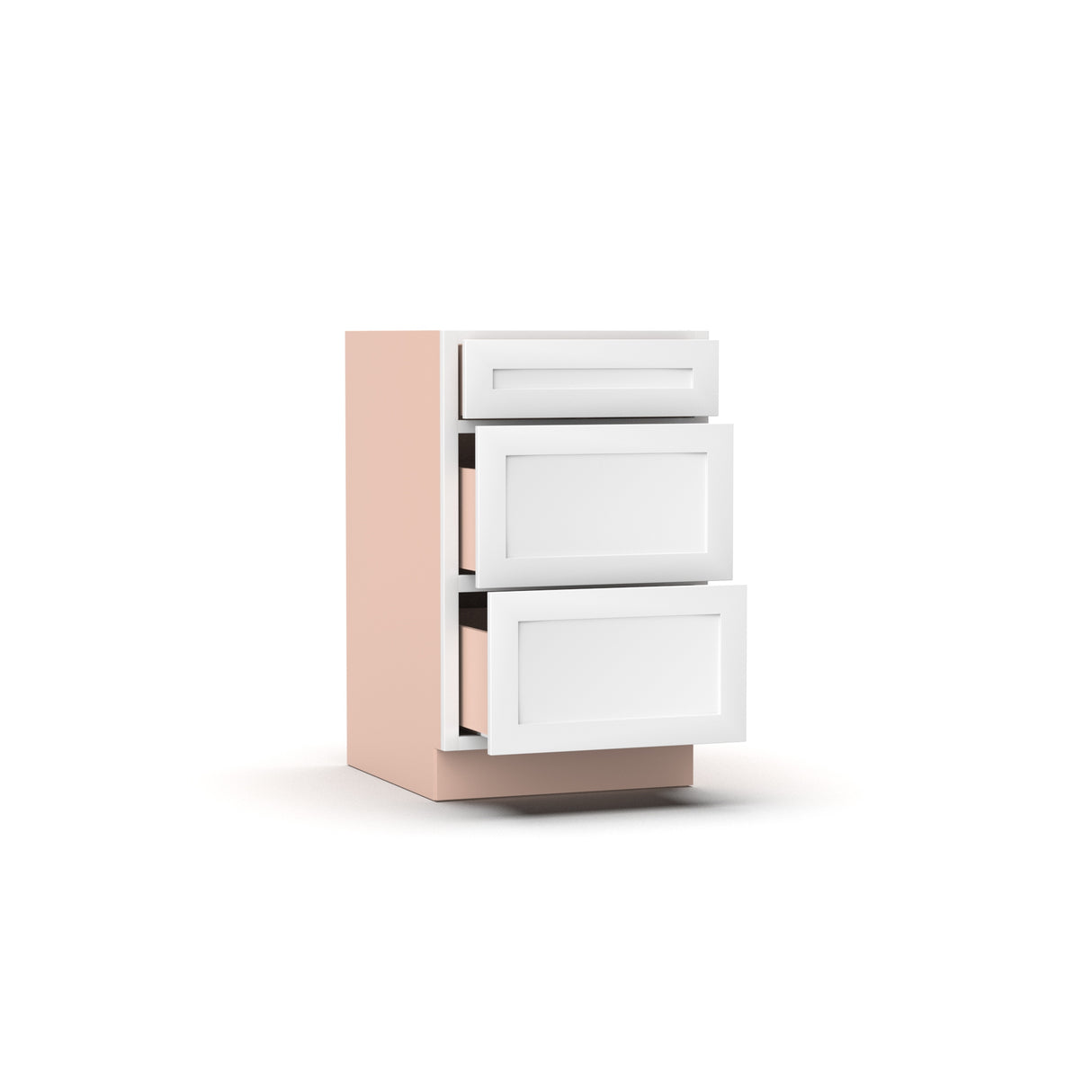 Liberty Shaker White - 21 Inch Three Drawer Base Cabinet - 21" Width x 34.5" Height x 24" Depth