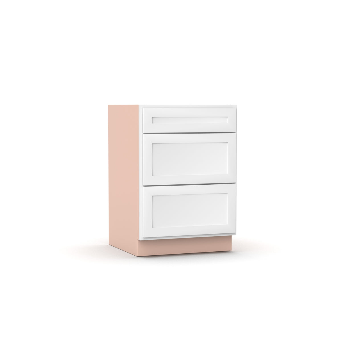 Liberty Shaker White - 24 Inch Three Drawer Base Cabinet - 24" Width x 34.5" Height x 24" Depth