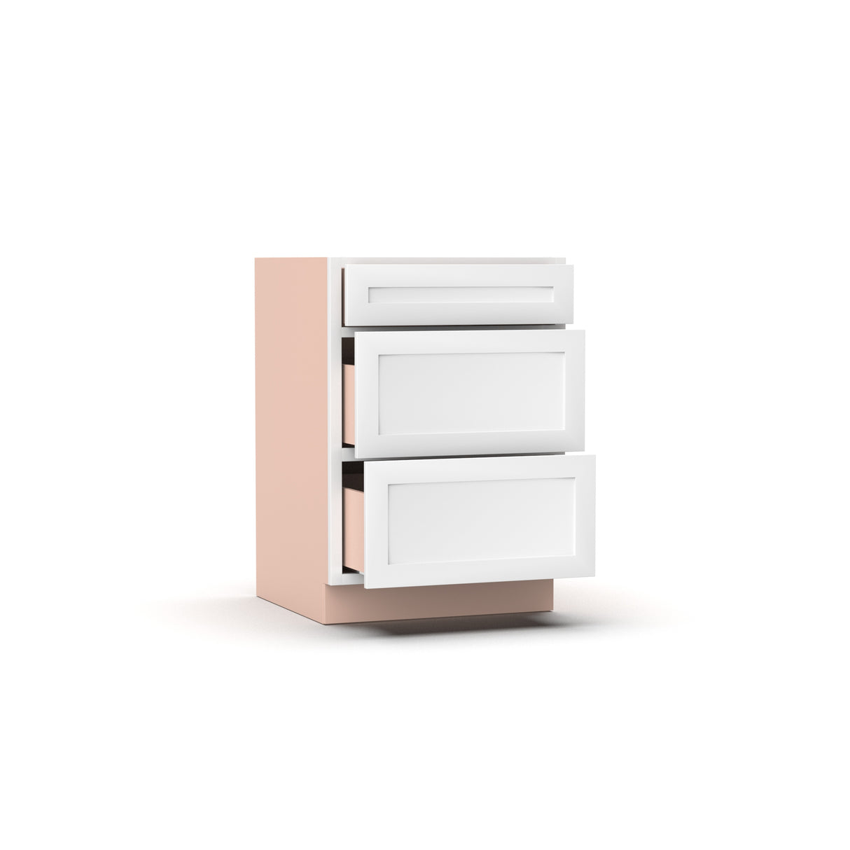 Liberty Shaker White - 24 Inch Three Drawer Base Cabinet - 24" Width x 34.5" Height x 24" Depth