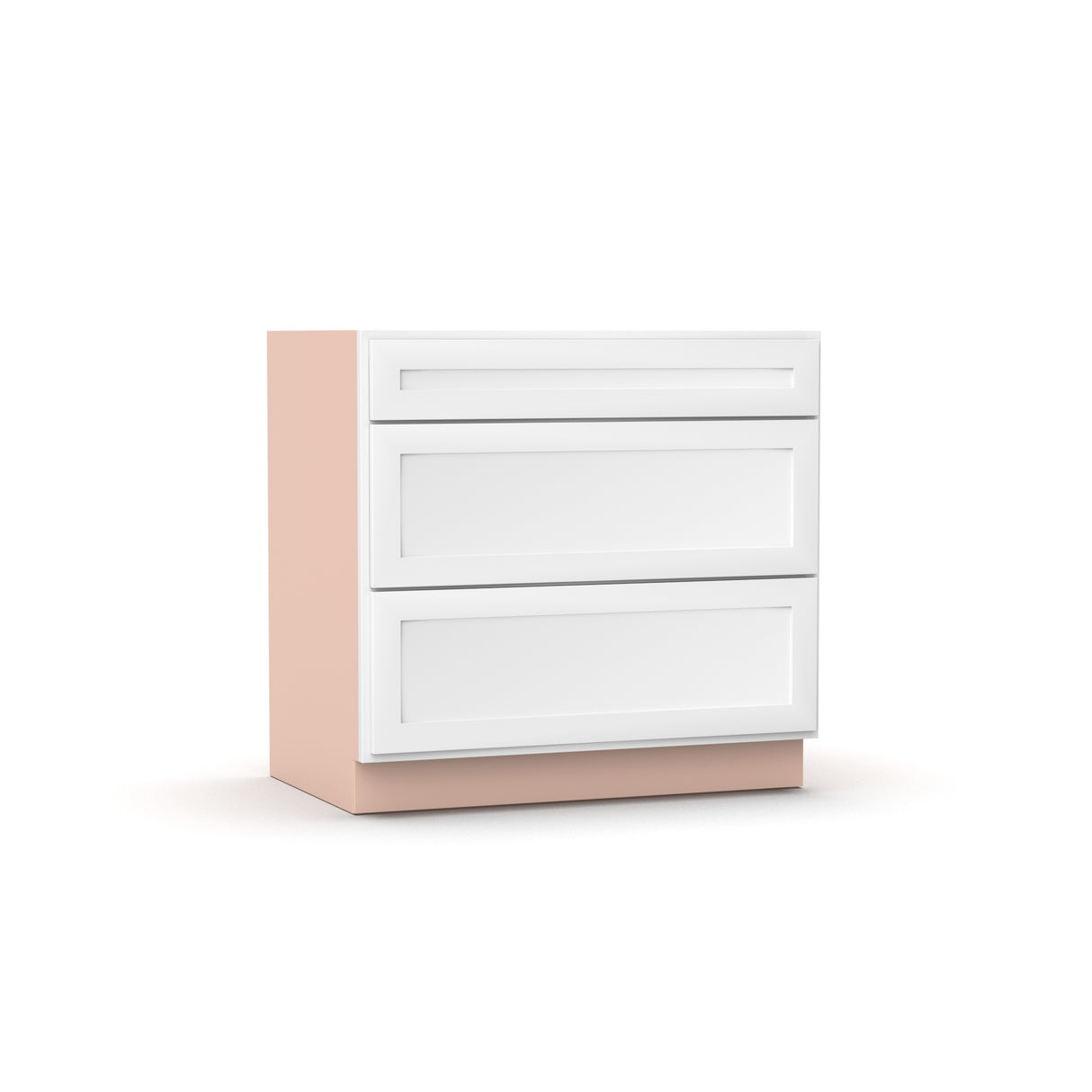 Liberty Shaker White - 36 Inch Three Drawer Base Cabinet - 36" Width x 34.5" Height x 24" Depth