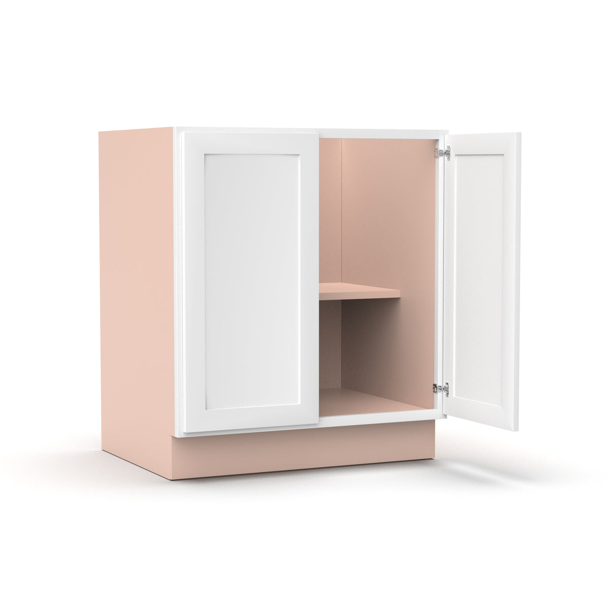 Liberty Shaker White - 30 Inch Full Height Double Door Base Cabinet - 30" Width x 34.5" Height x 24" Depth