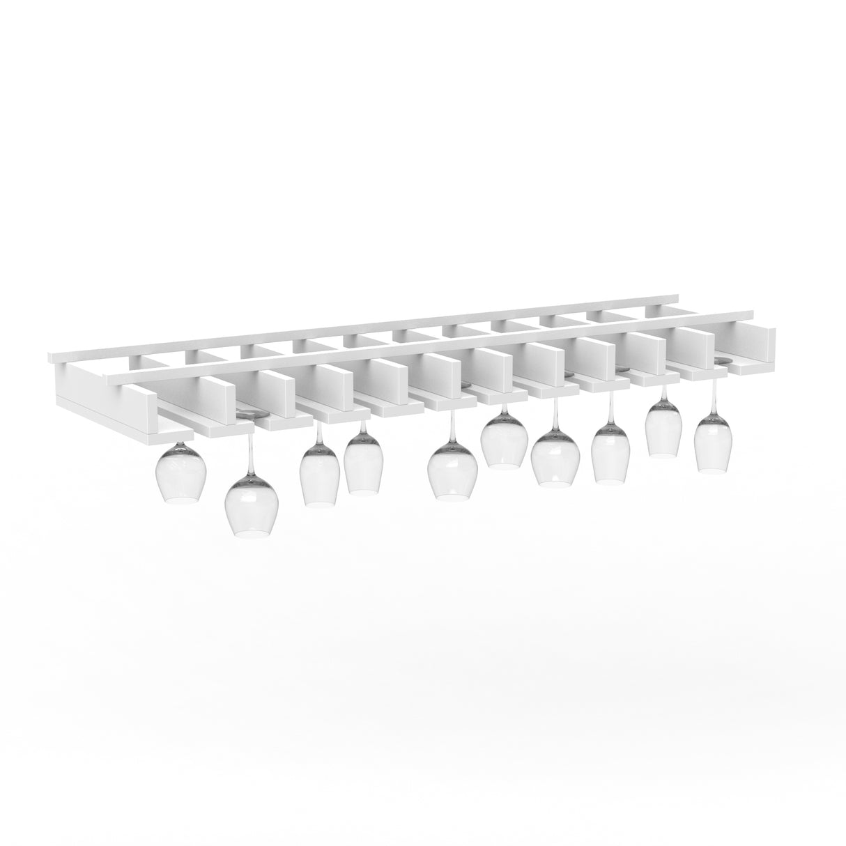 Liberty Shaker White - 34.5 Inch Stem Glass Holder Wall Cabinet - 34.5" Width x 2.75" Height x 10.5" Depth