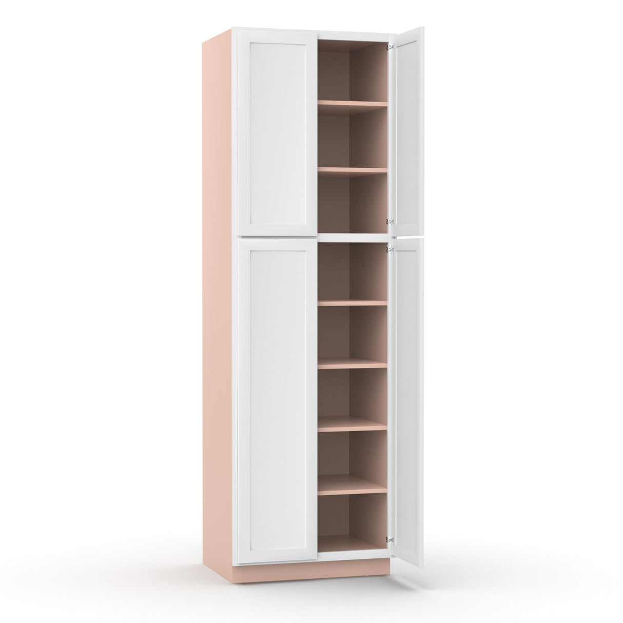 Liberty Shaker White - 30 Inch Double Door Pantry Tall Cabinet - 30" Width x 96" Height x 24" Depth