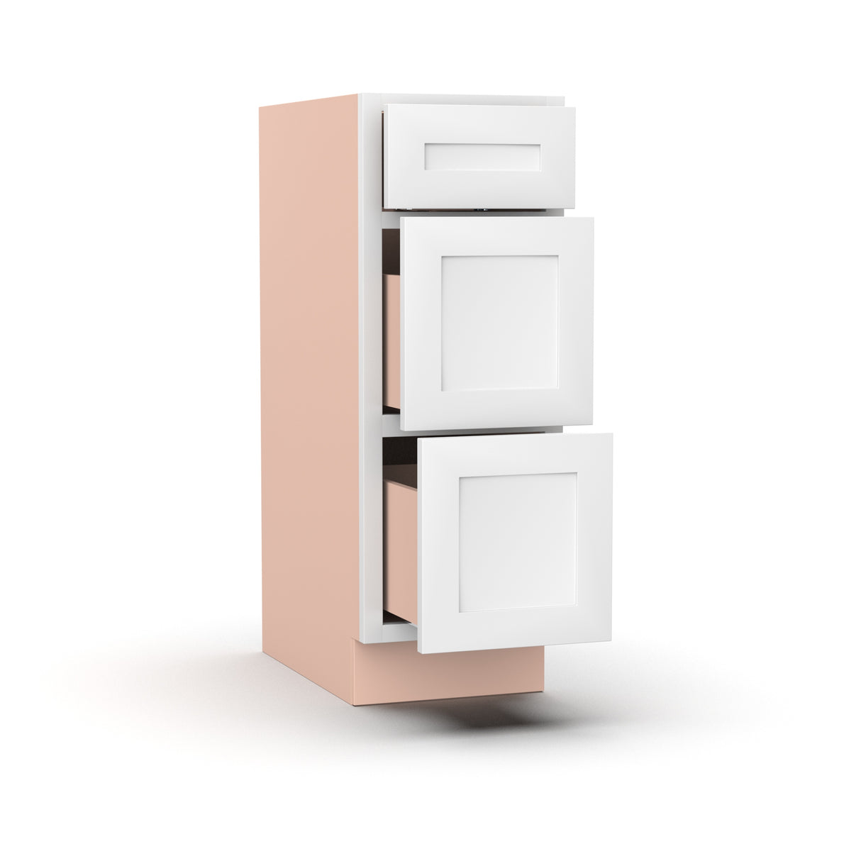 Liberty Shaker White - 12 Inch Vanity Drawer Base Cabinet - 12" Width x 34.5" Height x 21" Depth