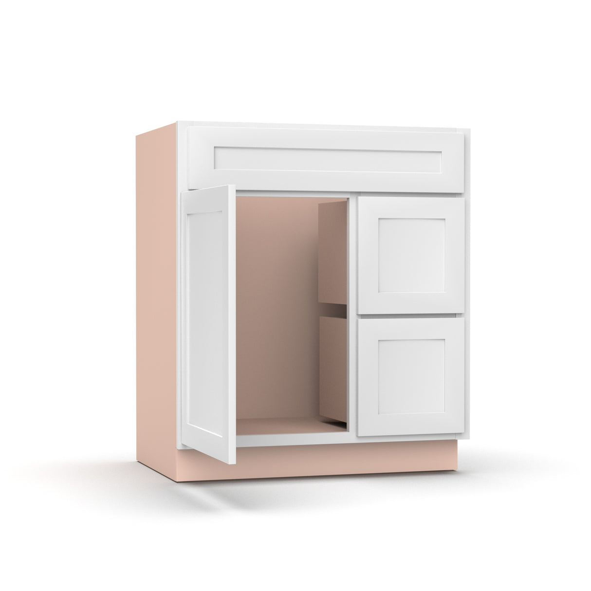 Liberty Shaker White - 30 Inch Vanity Sink Drawer Base Cabinet - 30" Width x 34.5" Height x 21" Depth