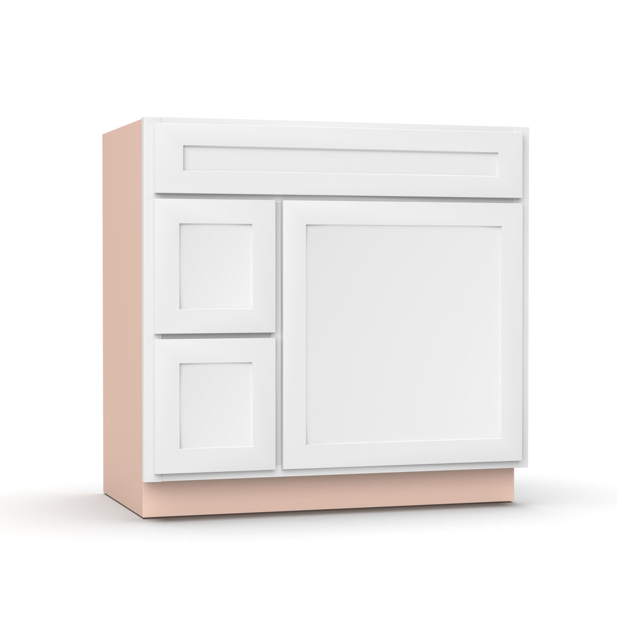 Liberty Shaker White - 36 Inch Vanity Sink Drawer Base Cabinet - 36" Width x 34.5" Height x 21" Depth