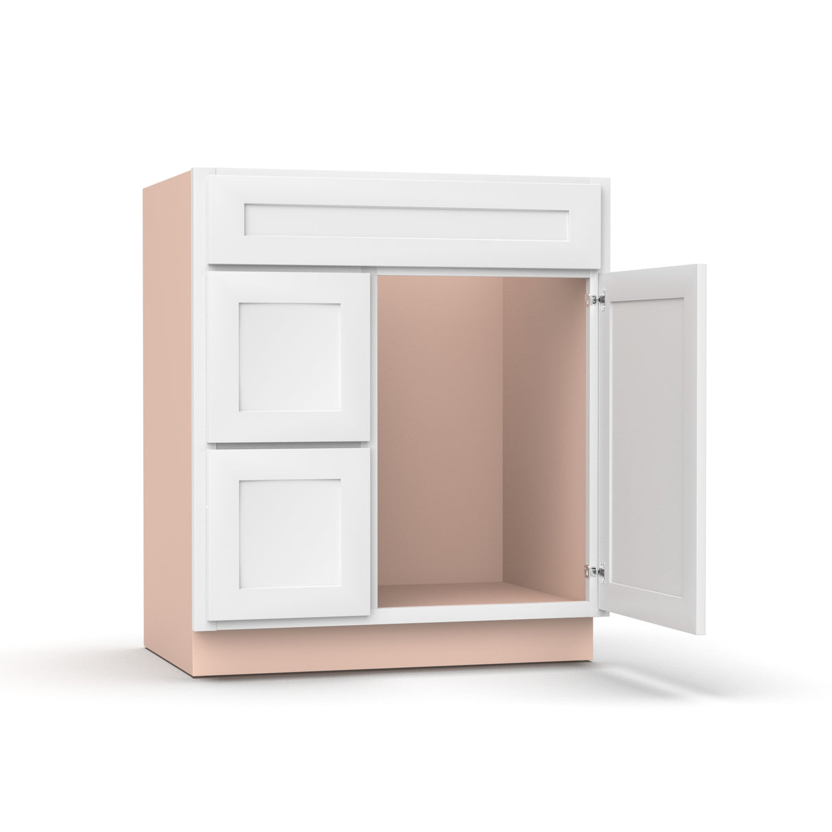 Liberty Shaker White - 30 Inch Vanity Sink Drawer Base Cabinet - 30" Width x 34.5" Height x 21" Depth