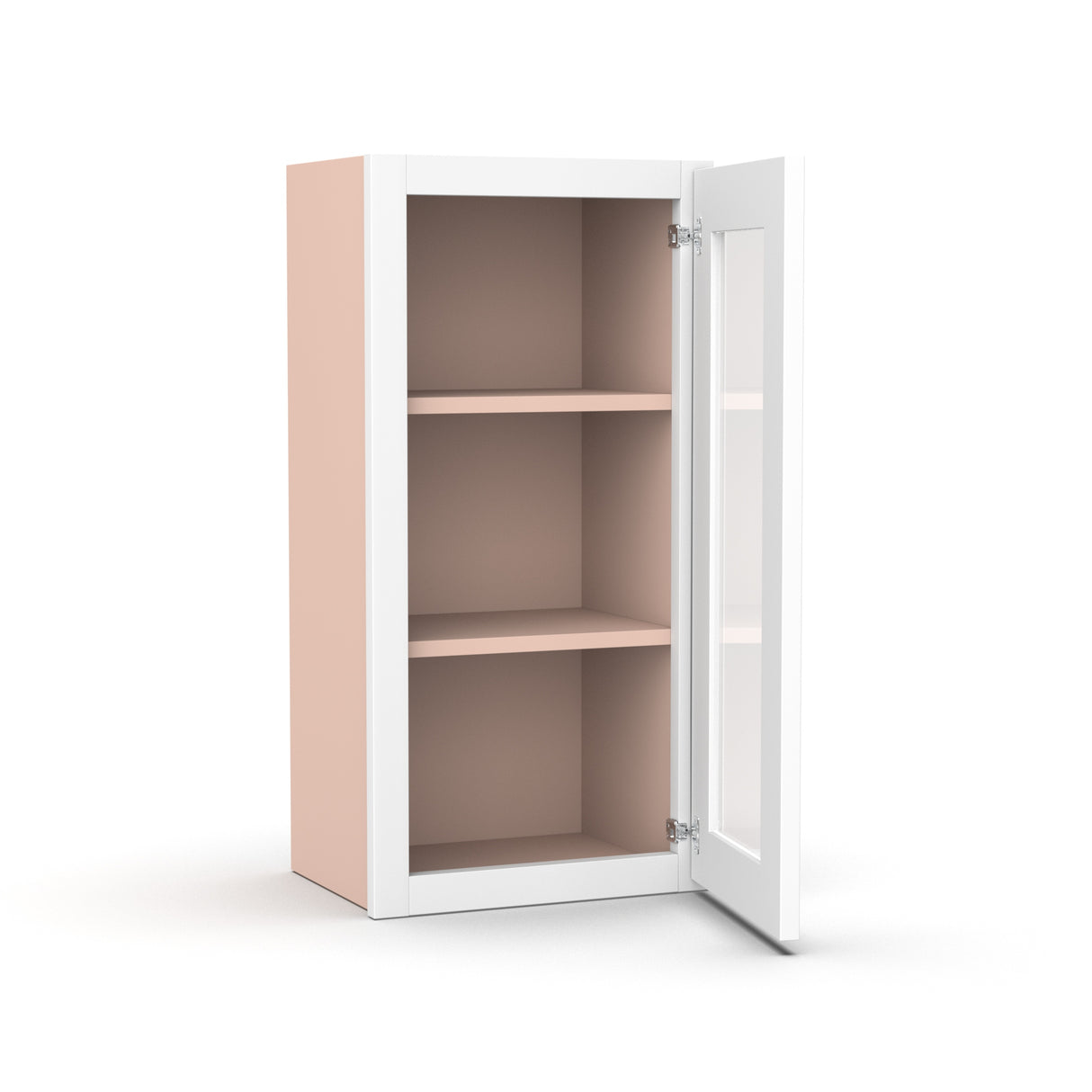 Liberty Shaker White - 15 Inch Single Glass Door Wall Cabinet - 15" Width x 30" Height x 12" Depth