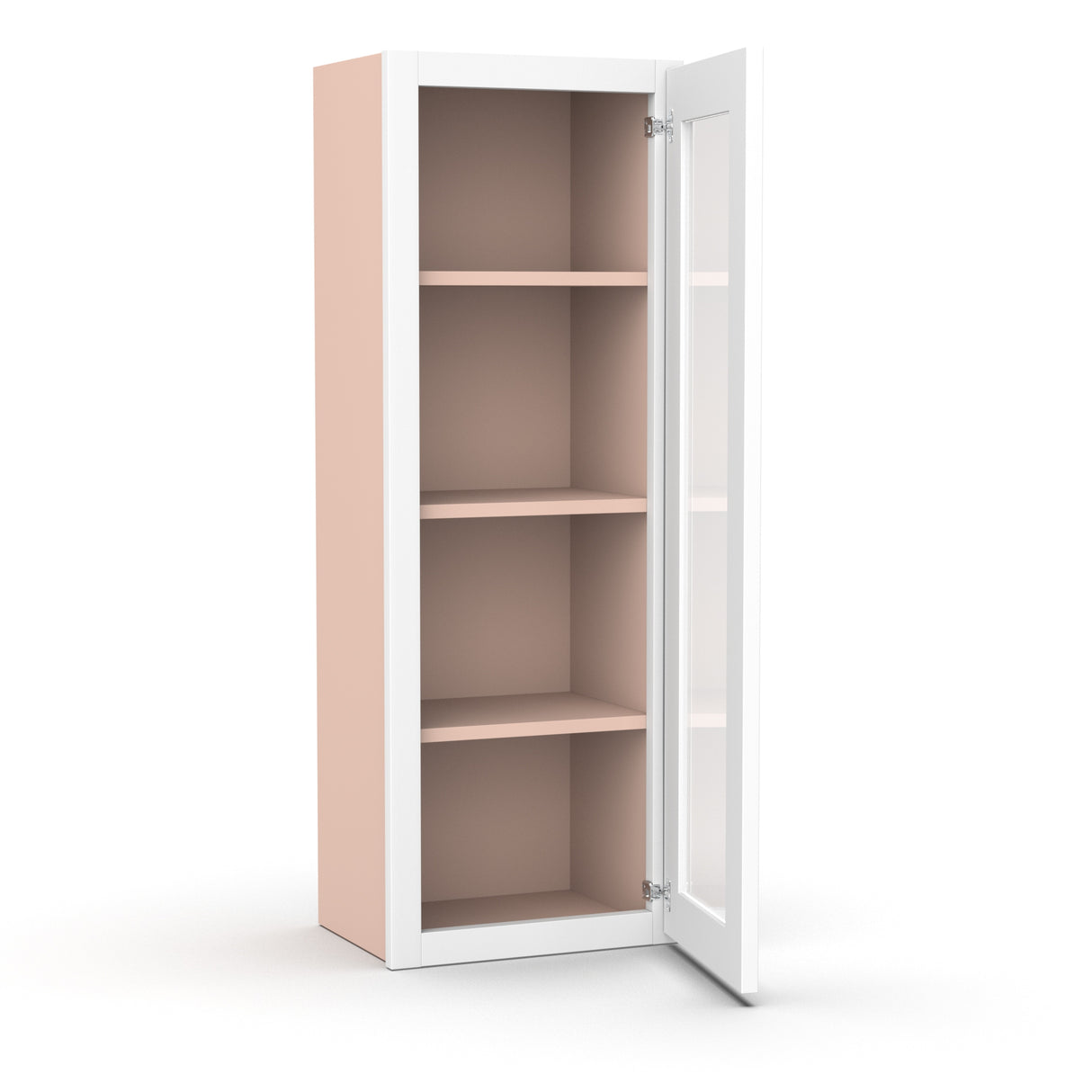 Liberty Shaker White - 15 Inch Single Glass Door Wall Cabinet - 15" Width x 42" Height x 12" Depth