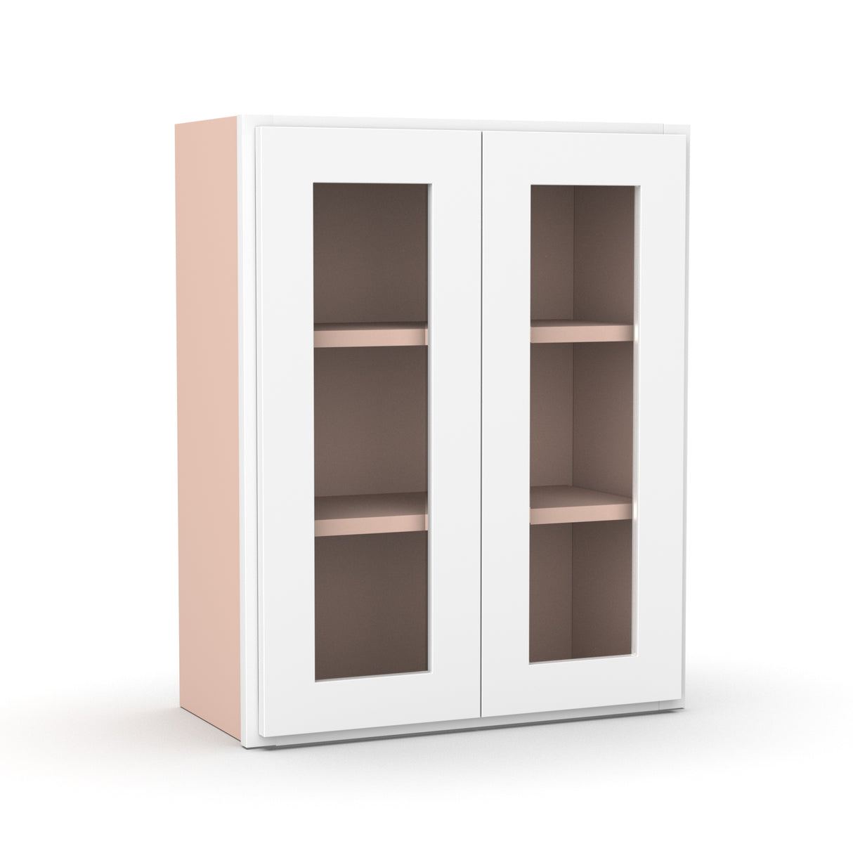 Liberty Shaker White - 24 Inch Double Glass Door Wall Cabinet - 24" Width x 30" Height x 12" Depth