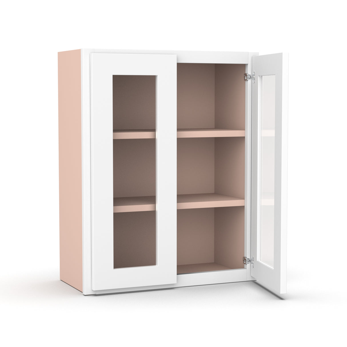 Liberty Shaker White - 24 Inch Double Glass Door Wall Cabinet - 24" Width x 30" Height x 12" Depth