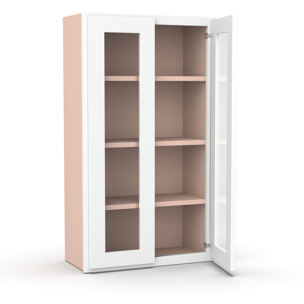 Liberty Shaker White - 24 Inch Double Glass Door Wall Cabinet - 24" Width x 42" Height x 12" Depth