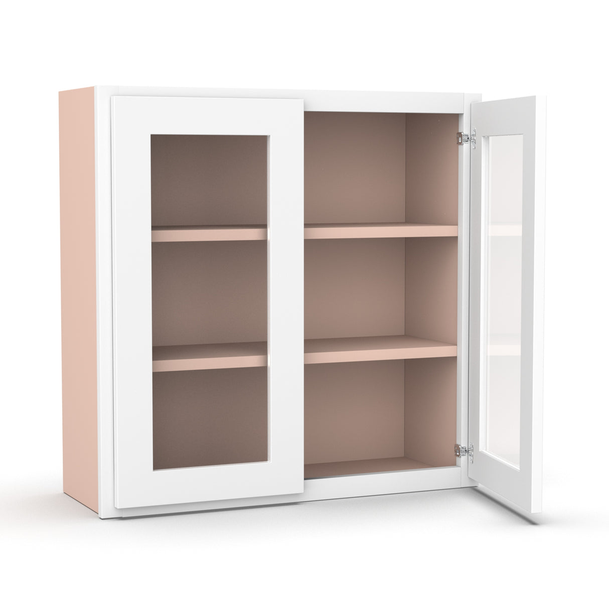 Liberty Shaker White - 30 Inch Double Glass Door Wall Cabinet - 30" Width x 30" Height x 12" Depth