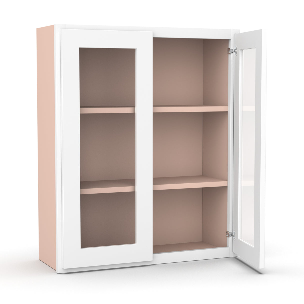 Liberty Shaker White - 30 Inch Double Glass Door Wall Cabinet - 30" Width x 36" Height x 12" Depth