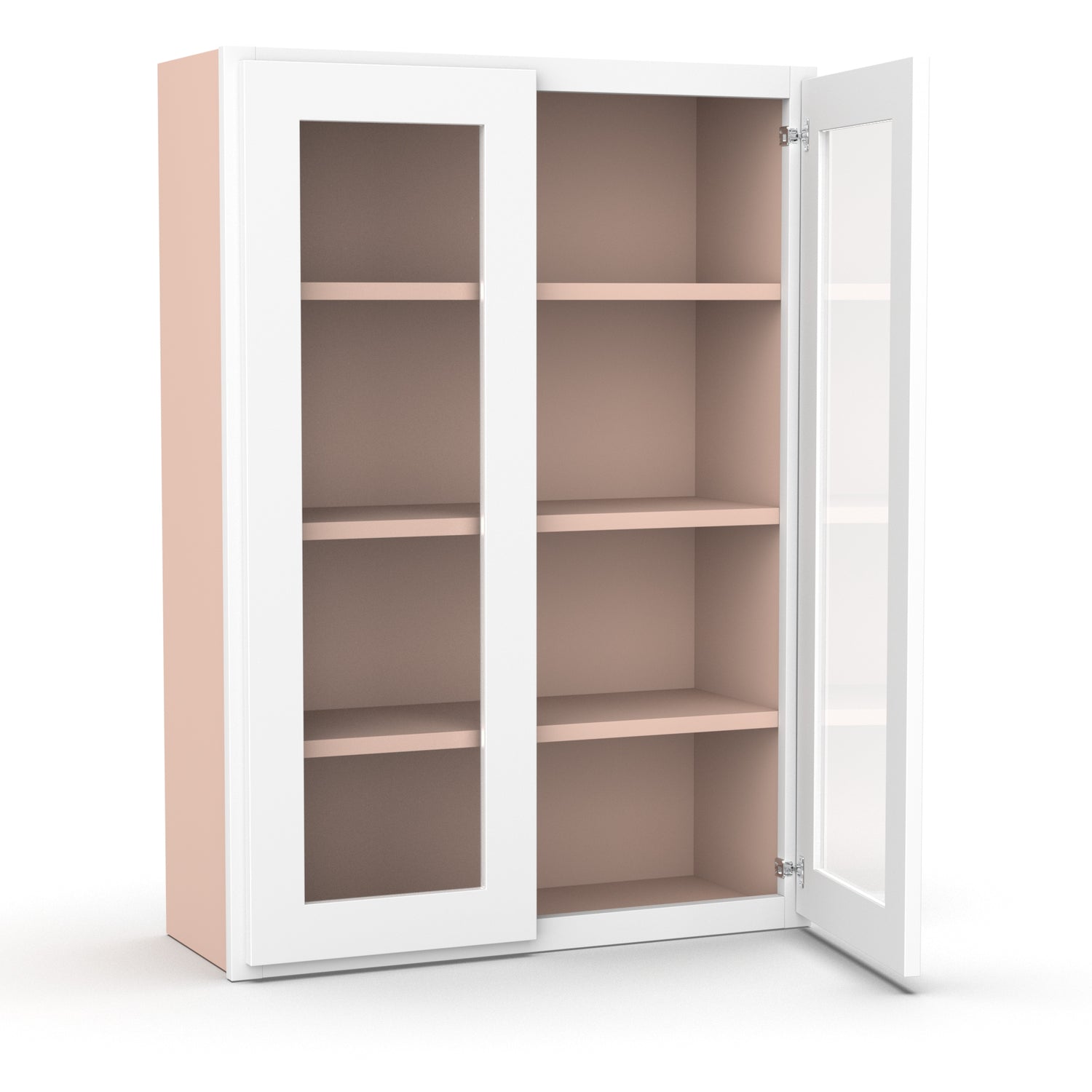 Liberty Shaker White - 30 Inch Double Glass Door Wall Cabinet - 30" Width x 42" Height x 12" Depth