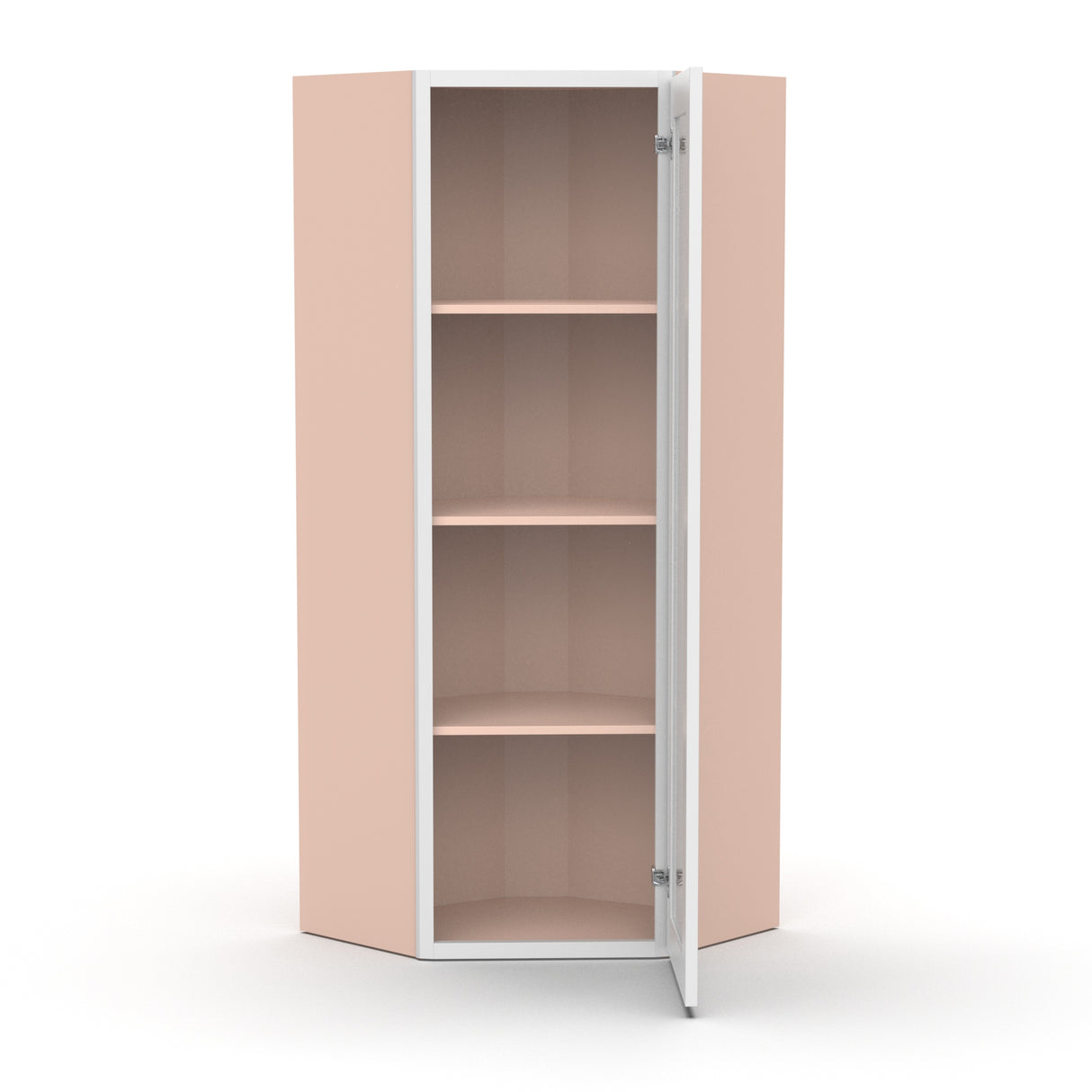 Liberty Shaker White - 24 Inch Diagonal Corner Glass Door Wall Cabinet - 24" Width x 42" Height x 12" Depth