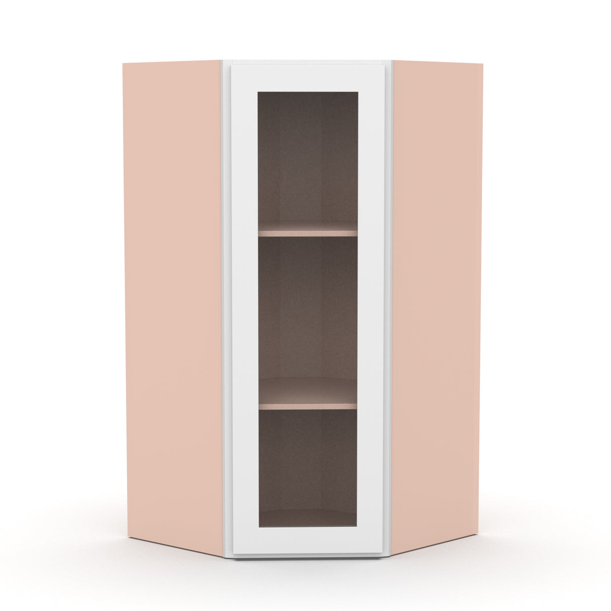 Liberty Shaker White - 27 Inch Diagonal Corner Glass Door Wall Cabinet - 27" Width x 36" Height x 15" Depth