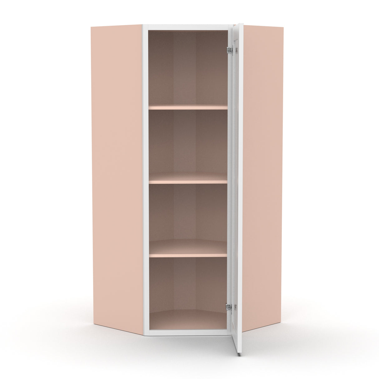 Liberty Shaker White - 27 Inch Diagonal Corner Glass Door Wall Cabinet - 27" Width x 42" Height x 15" Depth