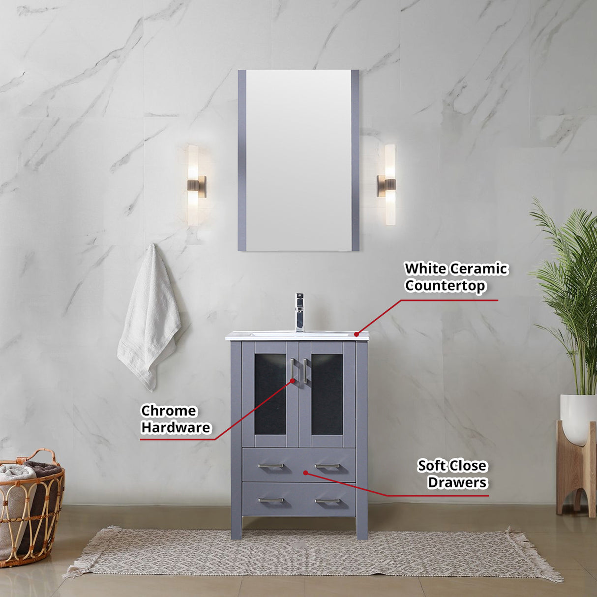 Volez 24 in. Freestanding Bathroom Vanity