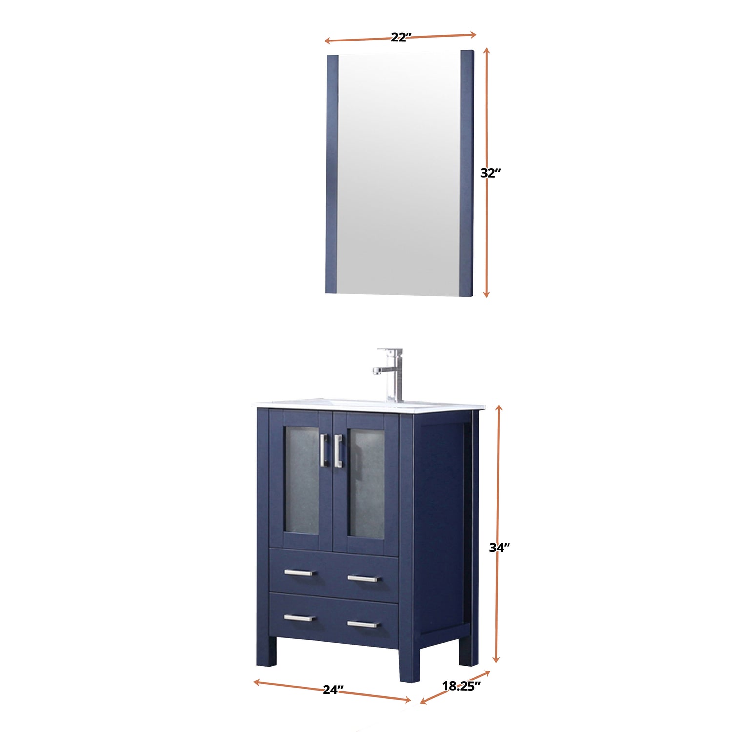 Volez 24 in. Freestanding Bathroom Vanity with Integrated Top, White integrated Square Sink