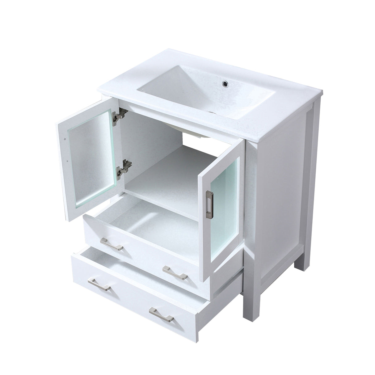 Volez 30 in. Freestanding Bathroom Vanity with Integrated Top, White integrated Square Sink