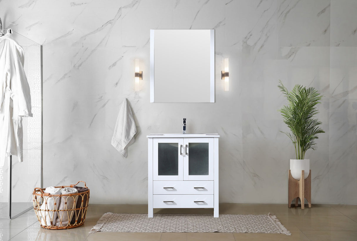 Volez 30 in. Freestanding Bathroom Vanity with Integrated Top, White integrated Square Sink