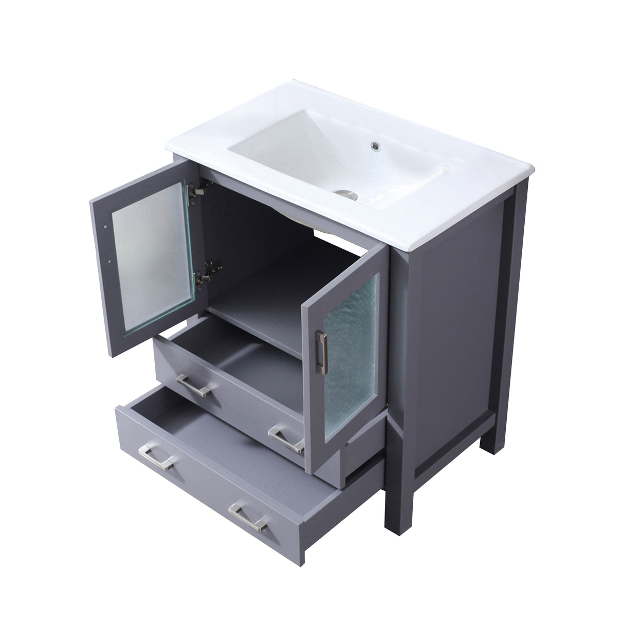 Volez 30 in. Freestanding Bathroom Vanity with Integrated Top, White integrated Square Sink