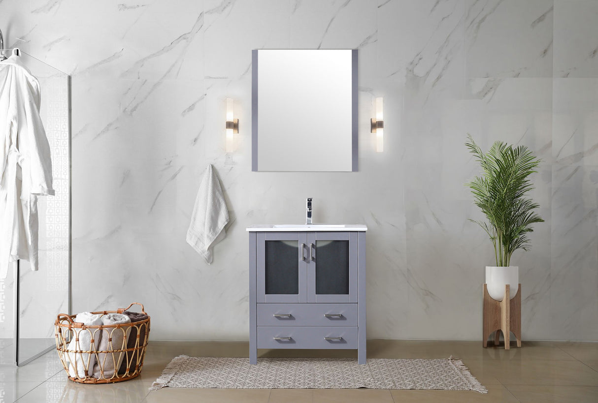 Volez 30 in. Freestanding Bathroom Vanity with Integrated Top, White integrated Square Sink
